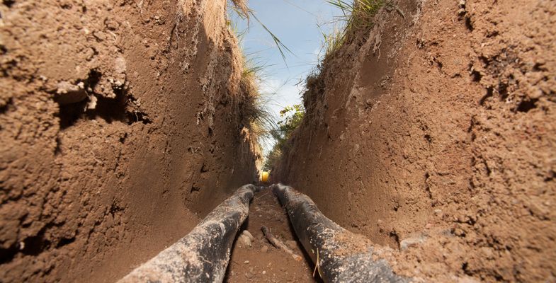 Close look into a cable trench